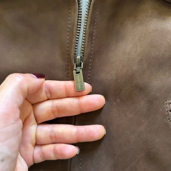 Robert Comstock Vertical Brown baby calf nubuck Leather  Jacket cl - Picture 10 of 17